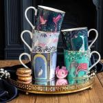 Sara Miller India Mugs, Set of 4 - 12oz Fine China Tea & Coffee Mugs with 22ct Gold Detailing - Collectible Drinkware Featuring Exotic Wildlife in Vibrant Jewel Tones - Great for Gifting