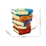 Painted Book Mug for Hot or Cold Brews 3D Paint Novelty Glass Books Coffee Mugs for Literature Lovers