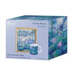 RainCaper Monet Large Porcelain Fine Art Coffee and Tea Mug for Home and Office, 14 Oz Dishwasher and Microwave Safe Nympheas