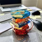Painted Book Mug for Hot or Cold Brews 3D Paint Novelty Glass Books Coffee Mugs for Literature Lovers