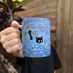 SUUURA-OO Famous Art Paintings Funny Cat Coffee Mug for Artist Art Lover Teacher Cat Lovers, Famous Picture Classic Vincent Aesthetic Canvas Mug Birthday Gift for Women Man (Water Lilies)