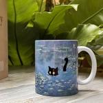 SUUURA-OO Famous Art Paintings Funny Cat Coffee Mug for Artist Art Lover Teacher Cat Lovers, Famous Picture Classic Vincent Aesthetic Canvas Mug Birthday Gift for Women Man (Water Lilies)
