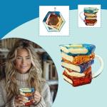 Painted Book Mug for Hot or Cold Brews 3D Paint Novelty Glass Books Coffee Mugs for Literature Lovers
