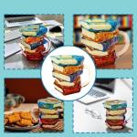 Painted Book Mug for Hot or Cold Brews 3D Paint Novelty Glass Books Coffee Mugs for Literature Lovers