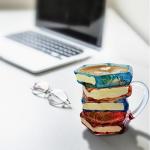 Painted Book Mug for Hot or Cold Brews 3D Paint Novelty Glass Books Coffee Mugs for Literature Lovers