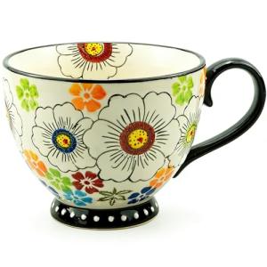 LUATSDAR Mothers Day Mug, Ceramic Coffee Mug, 14 oz Tea Cup with Handle Novelty Hand-painted Prints Coffee Cup Microwave and Dishwasher-safe Mug Idea Gift for Women