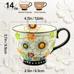 LUATSDAR Mothers Day Mug, Ceramic Coffee Mug, 14 oz Tea Cup with Handle Novelty Hand-painted Prints Coffee Cup Microwave and Dishwasher-safe Mug Idea Gift for Women