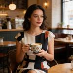 LUATSDAR Mothers Day Mug, Ceramic Coffee Mug, 14 oz Tea Cup with Handle Novelty Hand-painted Prints Coffee Cup Microwave and Dishwasher-safe Mug Idea Gift for Women