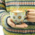 LUATSDAR Mothers Day Mug, Ceramic Coffee Mug, 14 oz Tea Cup with Handle Novelty Hand-painted Prints Coffee Cup Microwave and Dishwasher-safe Mug Idea Gift for Women