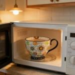 LUATSDAR Mothers Day Mug, Ceramic Coffee Mug, 14 oz Tea Cup with Handle Novelty Hand-painted Prints Coffee Cup Microwave and Dishwasher-safe Mug Idea Gift for Women