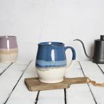 Bosmarlin Extra Large Ceramic Coffee Mug, 25 Oz, Dishwasher and Microwave Safe, Big Oversized Tea Cup for Office and Home (Deep Blue)