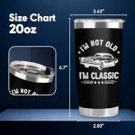 34HD Car Daddy Tumbler 20oz with Lid, I'm Not Old - Classic Quote Insulated Travel Coffee Mug, Funny Dad Retro Cars Design Cup for Father's Day Gift - Birthday Present to Men, Papa and Vintage Lover