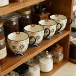 LUATSDAR Mothers Day Mug, Ceramic Coffee Mug, 14 oz Tea Cup with Handle Novelty Hand-painted Prints Coffee Cup Microwave and Dishwasher-safe Mug Idea Gift for Women