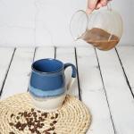 Bosmarlin Extra Large Ceramic Coffee Mug, 25 Oz, Dishwasher and Microwave Safe, Big Oversized Tea Cup for Office and Home (Deep Blue)