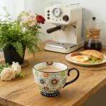 LUATSDAR Mothers Day Mug, Ceramic Coffee Mug, 14 oz Tea Cup with Handle Novelty Hand-painted Prints Coffee Cup Microwave and Dishwasher-safe Mug Idea Gift for Women