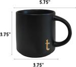 COLLECTIVE HOME - Black Monogram Ceramic Mugs, 15 oz Golden Initial Coffee Cups, Elegant Alphabet Tea Mugs, Personalized Halloween Mug with Gift Box, Perfect for Office and Home Décor (t)