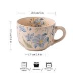 hengshukeji Large Coffee Cup Ceramic Soup Mug, 26 oz Floral Porcelain Mug with Handle, Microwave & Dishwasher Safe Cup for Coffee, Tea, Soup, Breakfast Use (Orchid)