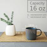 Bosmarlin Stackable Ceramic Coffee Mug Set of 4, 16 Oz, Coffee Cups, Microwave Safe, Unique Reactive Glaze (Teal, 16 Oz)