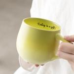 Ceramic Coffee Mug Green Inspirational Ceramic Mug, 12 oz Ceramic – Handcrafted Green Gradient Glaze, Today Is a Gift Inspirational Quote & Surprise Bottom Panda Art, Gift Boxed for Women