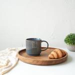 Bosmarlin Stackable Ceramic Coffee Mug Set of 4, 16 Oz, Coffee Cups, Microwave Safe, Unique Reactive Glaze (Teal, 16 Oz)