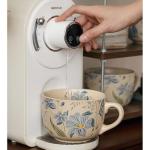 hengshukeji Large Coffee Cup Ceramic Soup Mug, 26 oz Floral Porcelain Mug with Handle, Microwave & Dishwasher Safe Cup for Coffee, Tea, Soup, Breakfast Use (Orchid)