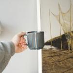 Bosmarlin Stackable Ceramic Coffee Mug Set of 4, 16 Oz, Coffee Cups, Microwave Safe, Unique Reactive Glaze (Teal, 16 Oz)