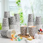 Patelai 150 Pack 9 oz Paper Disposable Coffee Cups 9 oz Geometric Hot or Cold Beverage Drinking Cup for Water Juice Coffee or Tea
