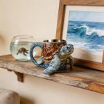 Sea Turtle Coffee Mug 3D Cute Ocean Turtle Mug with Wave Design, Unique Animal Coffee Cup for Women Men, Funny Novelty Tea Cup Gift for Turtle Lover