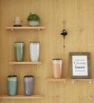 Bosmarlin Ceramic Travel Coffee Cup with Lid, 21 oz, Portable Coffee Mug for Car Cup Holder, Microwave Safe, Reactive Glaze (Peacock Blue)