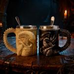 14 OZ Alien Xenomorph Mug with Spoon, Resin Exterior, Stainless Steel Interior Alien Mug, Unique Drinkware Gift for Sci-Fi Fans (Black)