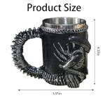 14 OZ Alien Xenomorph Mug with Spoon, Resin Exterior, Stainless Steel Interior Alien Mug, Unique Drinkware Gift for Sci-Fi Fans (Black)