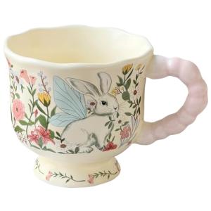 Movlen Rabbit Ceramic Coffee Mug, 13oz Cute Cartoon Tea Cup with Handle, Animals Porcelain Mug for Latte Cappuccino Milk Cocoa, Kawaii Birthday Easter Gifts for Girl Friends Mom