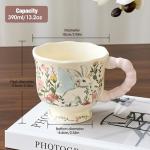 Movlen Rabbit Ceramic Coffee Mug, 13oz Cute Cartoon Tea Cup with Handle, Animals Porcelain Mug for Latte Cappuccino Milk Cocoa, Kawaii Birthday Easter Gifts for Girl Friends Mom