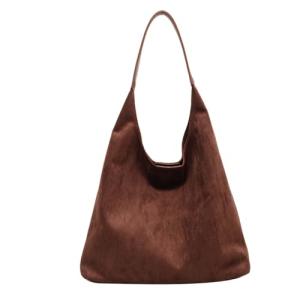 Suede Hobo Bag for Women 2024 Slouchy Shoulder Bags Soft Leather Purses Set Brown Tote Handbag for Work Everyday(Suede hobo-coffee)