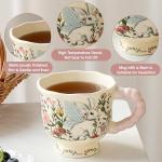 Movlen Rabbit Ceramic Coffee Mug, 13oz Cute Cartoon Tea Cup with Handle, Animals Porcelain Mug for Latte Cappuccino Milk Cocoa, Kawaii Birthday Easter Gifts for Girl Friends Mom