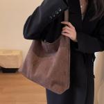 Suede Hobo Bag for Women 2024 Slouchy Shoulder Bags Soft Leather Purses Set Brown Tote Handbag for Work Everyday(Suede hobo-coffee)