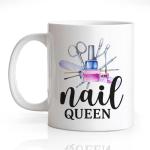 Gkodw Nail Queen Funny 11oz Double-Sided Ceramic Mug, Nail Artist Coffee Mug for Women, Nails Technician Manicurist Gifts, Beautician Christmas Birthday Gifts for Friend Sister Bestie Colleague