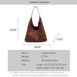 Suede Hobo Bag for Women 2024 Slouchy Shoulder Bags Soft Leather Purses Set Brown Tote Handbag for Work Everyday(Suede hobo-coffee)