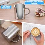 HANLANXUE 4 Set Small Stainless Steel Coffee Mug 10oz/300ml Metal Double Walled Cups with Handle Camping Mug Tea Cups for Camping Travel Outdoors Rv Keep Drinks Hot, Dishwasher Safe