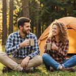 HANLANXUE 4 Set Small Stainless Steel Coffee Mug 10oz/300ml Metal Double Walled Cups with Handle Camping Mug Tea Cups for Camping Travel Outdoors Rv Keep Drinks Hot, Dishwasher Safe