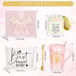 Lallisa 4 Pcs Mother's Day Gifts Box Set for Best Mom Ever Mother in Law Grandmom Coffee Mug Cup with Lid Lavender Scented Candles and Makeup Bags for Birthday Gifts from Daughter Son(Mom)