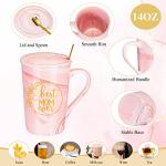 Lallisa 4 Pcs Mother's Day Gifts Box Set for Best Mom Ever Mother in Law Grandmom Coffee Mug Cup with Lid Lavender Scented Candles and Makeup Bags for Birthday Gifts from Daughter Son(Mom)