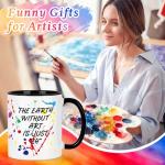 Cabtnca Art Teacher Appreciation Gifts, The Earth Without Art is Just Eh Funny Coffee Mug 11 Oz with Artist Paint Palette Keychain, Christmas Birthday Gift for Artists Teachers, Students