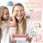 Lallisa 4 Pcs Mother's Day Gifts Box Set for Best Mom Ever Mother in Law Grandmom Coffee Mug Cup with Lid Lavender Scented Candles and Makeup Bags for Birthday Gifts from Daughter Son(Mom)