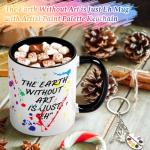 Cabtnca Art Teacher Appreciation Gifts, The Earth Without Art is Just Eh Funny Coffee Mug 11 Oz with Artist Paint Palette Keychain, Christmas Birthday Gift for Artists Teachers, Students
