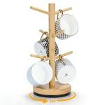 Ciuifoiy 360° Rotated Mug Holder Tree with 6 Hooks, Upgraded Bamboo Mugs Holders for Counter, Non-Slip Cup Stand Organizer for Coffee Bar Accessories