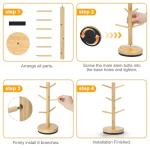 Ciuifoiy 360° Rotated Mug Holder Tree with 6 Hooks, Upgraded Bamboo Mugs Holders for Counter, Non-Slip Cup Stand Organizer for Coffee Bar Accessories
