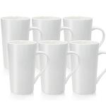 YINUOWEI 20oz Coffee Mugs Ceramic Tall Coffee Mugs with Handle Porcelain Large Latte Mugs White Drinking Cups for Tea, Coffee, Cocoa, Set of 6