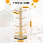 Ciuifoiy 360° Rotated Mug Holder Tree with 6 Hooks, Upgraded Bamboo Mugs Holders for Counter, Non-Slip Cup Stand Organizer for Coffee Bar Accessories