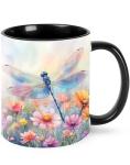 Dragonfly Coffee Mug for Women Ceramic Tea Cup with Handle Funny Novelty Mugs Porcelain Mug Gift for Office Home 11oz